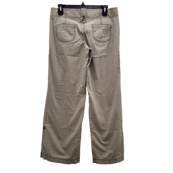 Ann Taylor LOFT Marisa Beige Pleated Front Roll Tab Flare Wide Leg Pants Size 4 - Picture 6 of 6